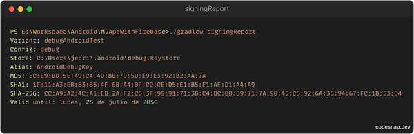 Generar la huella digital SHA1 para autenticarse con Google desde Google Cloud Console.